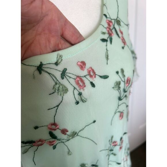 Sweet Salt Floral Embroidered Maxi Dress Mint Green and Pink Plus Size XL - Picture 7 of 8